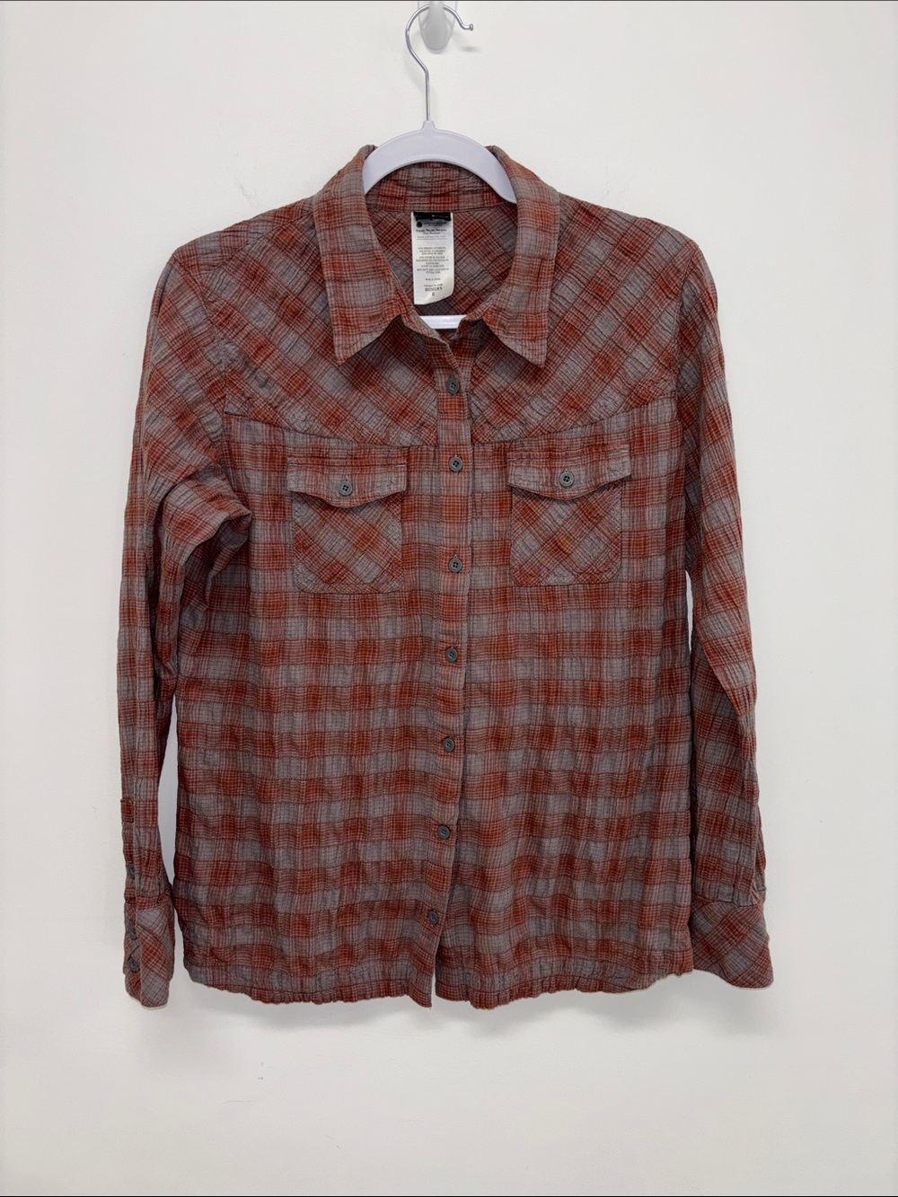 Patagonia Highlands long sleeve button front down shirt 6 organic cotton